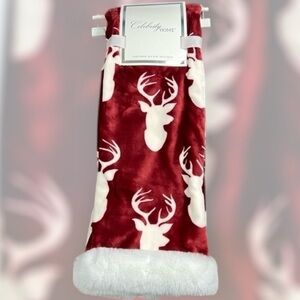 Celebrity Home - ‘Deer Fur Trim’ plush throw. 50” x 70”. NWT.